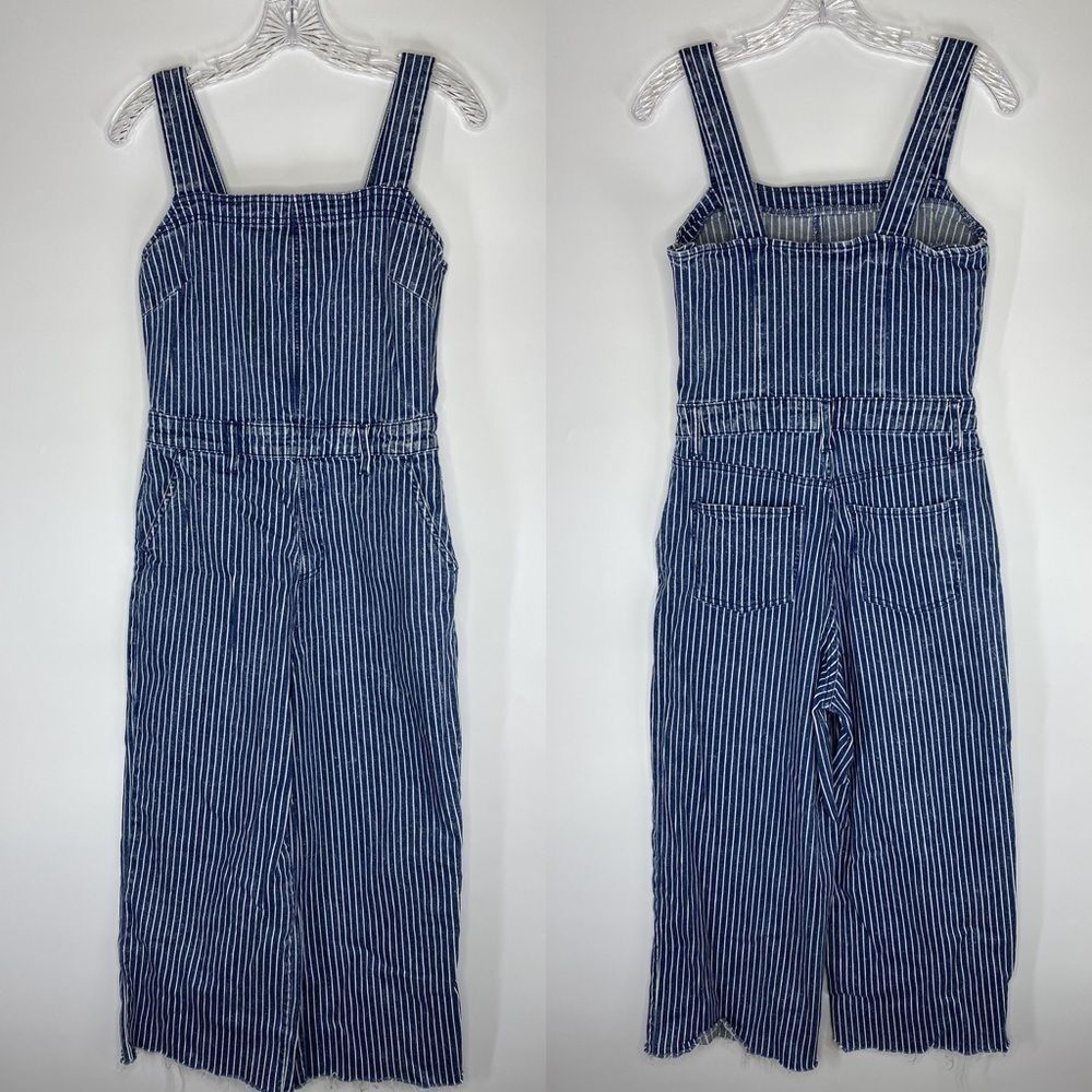 Universal Threads Blue Railroad Cropped Overalls Raw Hem Size 4/27 - Picture 1 of 10